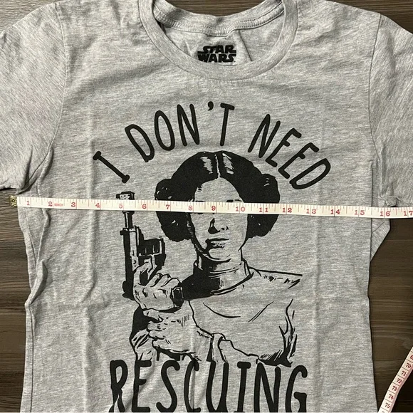 Star Wars T-Shirt Women's Medium Fitted Princess Leia in Gray with Black - Picture 3 of 5